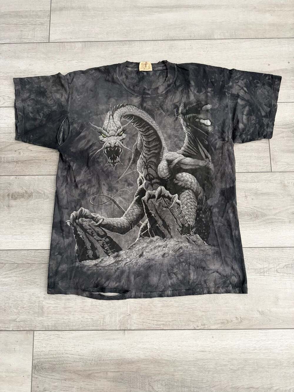 Vintage The Mountain Black Dragon Tie Dye T-Shirt Size L
